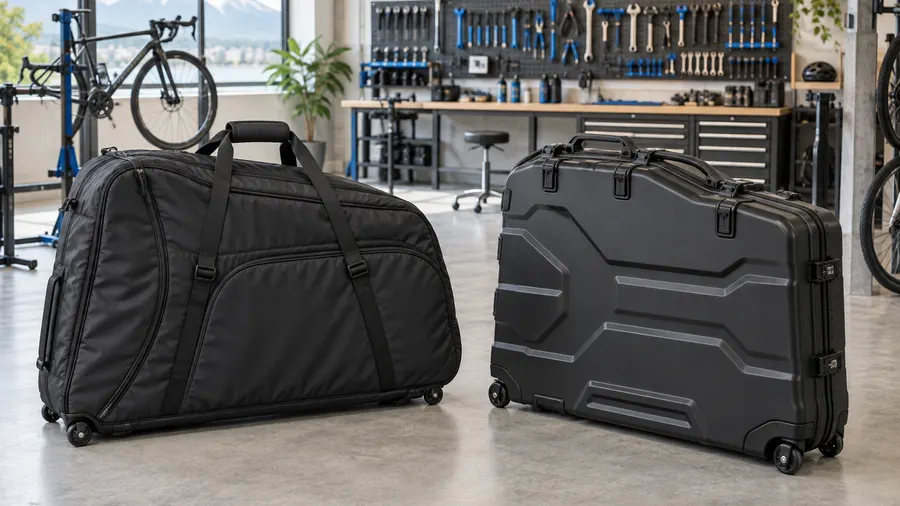 Fahrradkoffer und Flugtasche – Symbolbild